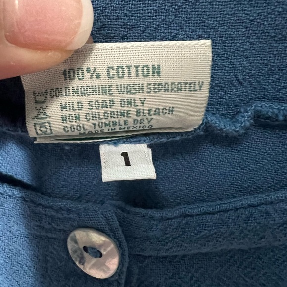 Oh My Gauze! Blue 3/4 Sleeve Pull Over Top Size 1 or Small / Medium - Picture 4 of 4